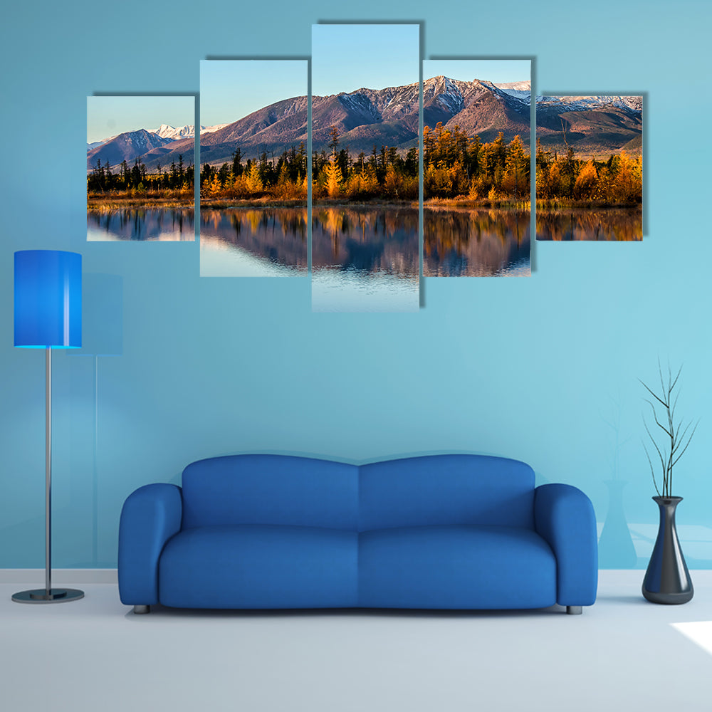 The Beauty Of The Lake And Mountains With Reflection In The Siberia Multi Panel Canvas Wall Art