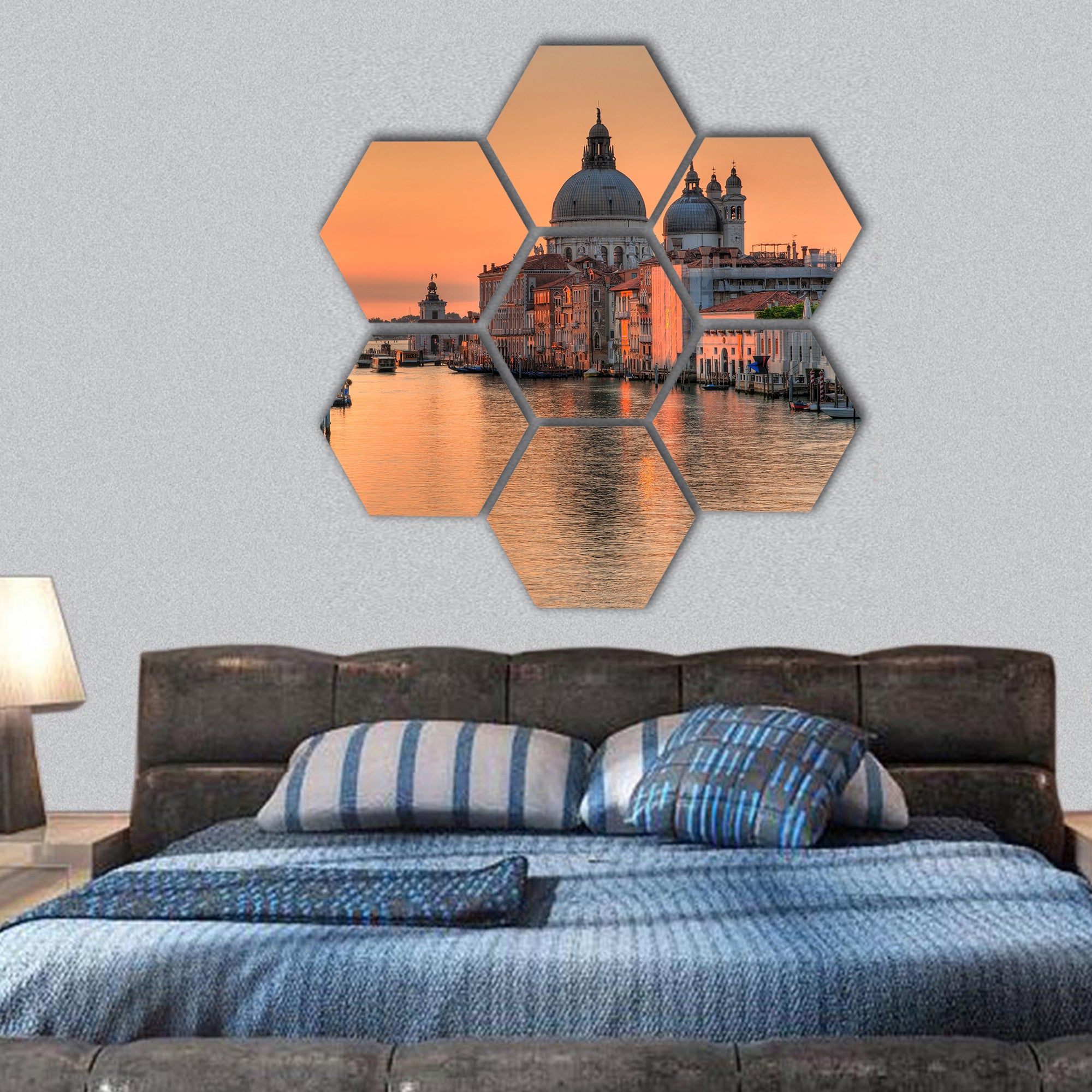 Canal grande in venice hexagonal canvas wall art