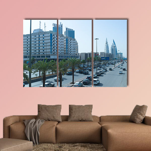 King Fahad Road Early in the Morning in Riyadh multi panel canvas wall art