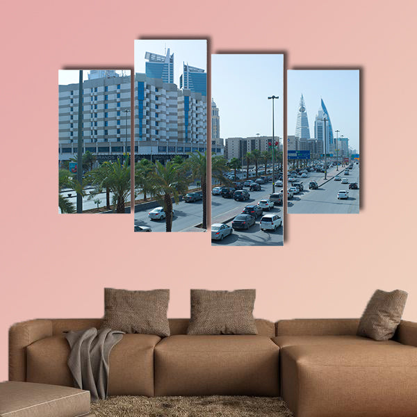 King Fahad Road Early in the Morning in Riyadh multi panel canvas wall art
