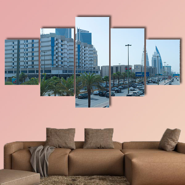 King Fahad Road Early in the Morning in Riyadh multi panel canvas wall art