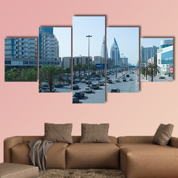 King Fahad Road Early in the Morning in Riyadh multi panel canvas wall art