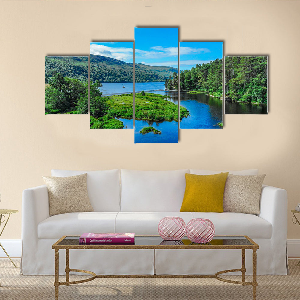 Amazing landscape with creeks and lakes in the Scottish Highlands multi panel canvas wall art