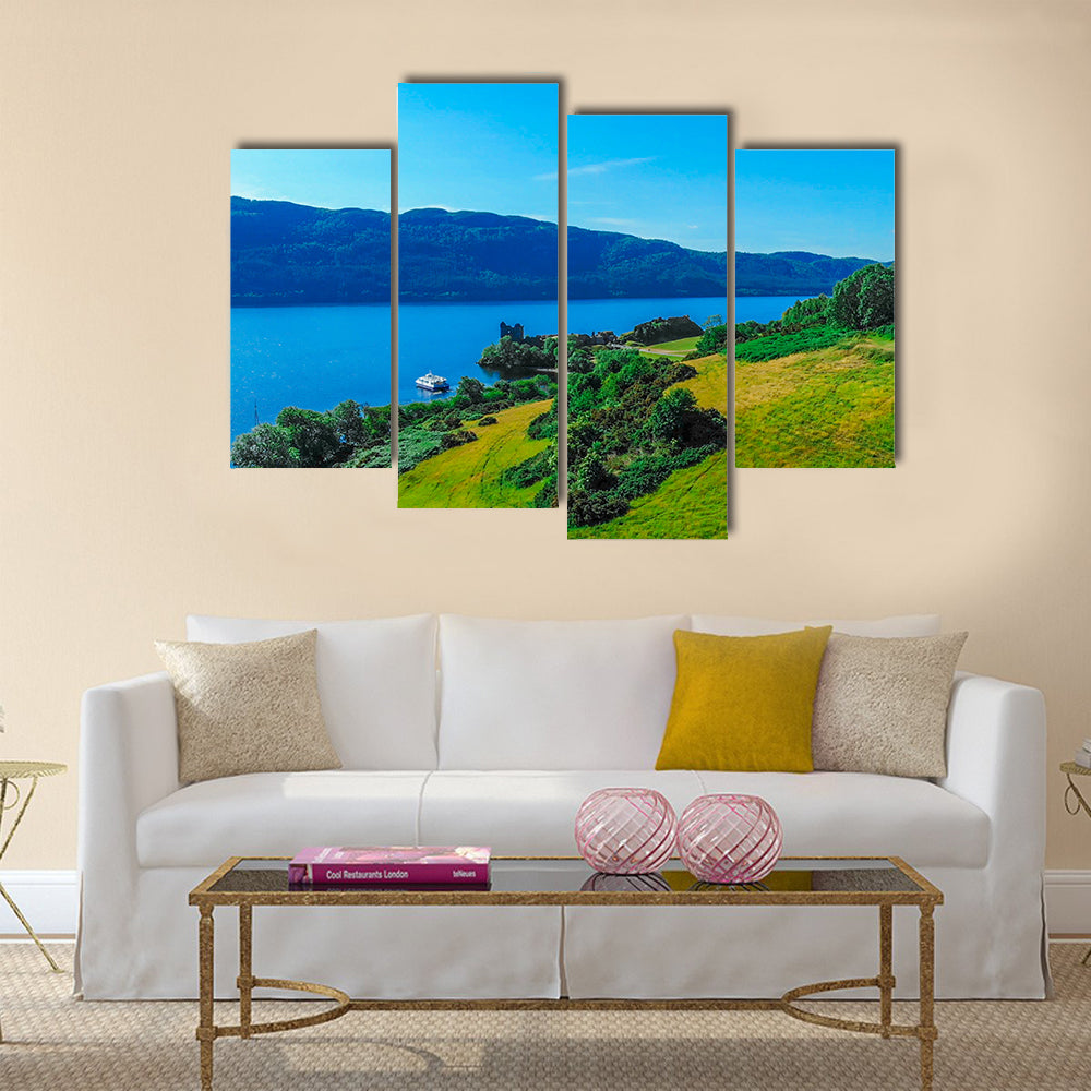 The blue water of Loch Ness in the Scotland multi panel canvas wall art