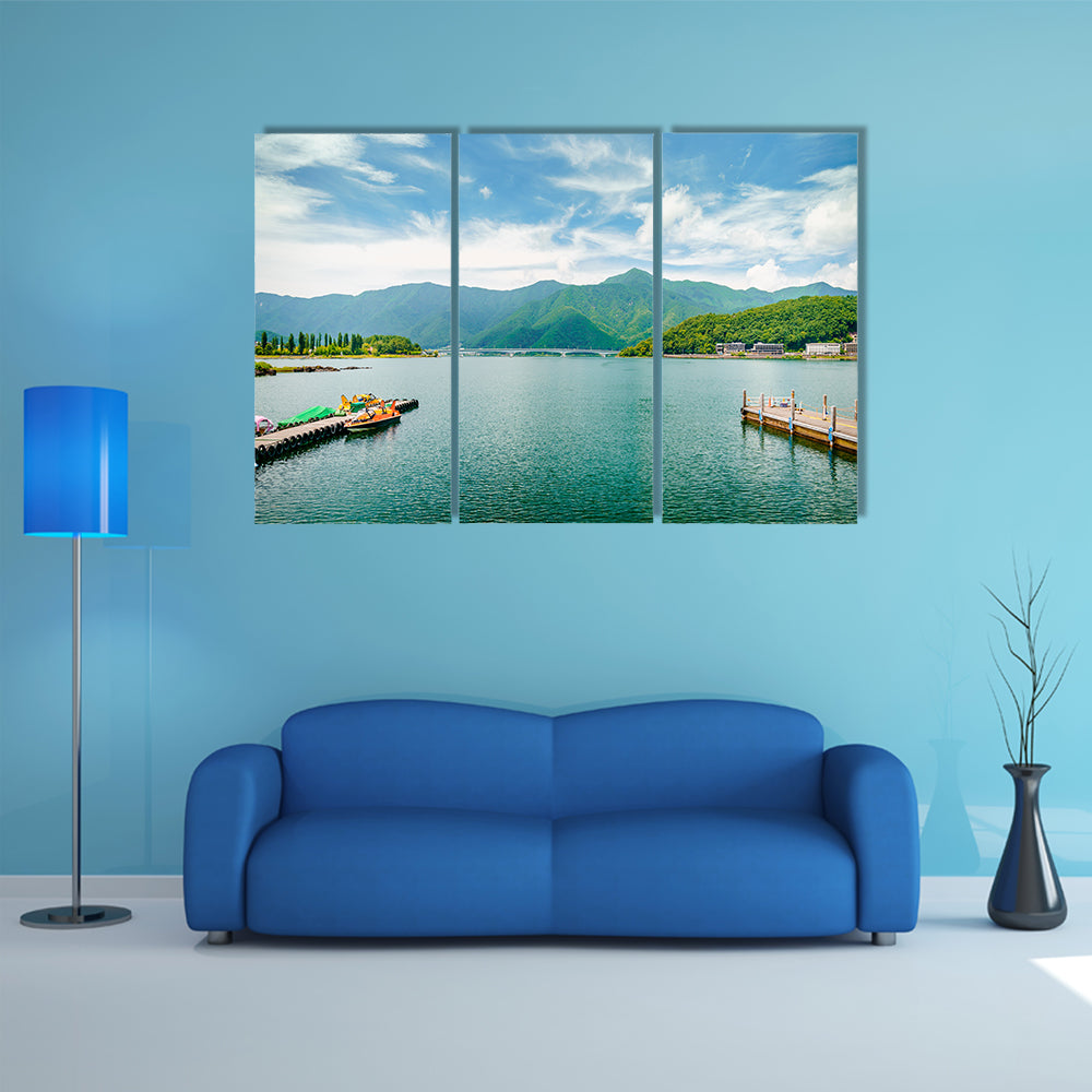 Kawaguchi Lake with Mountain in Japan multi panel canvas wall art