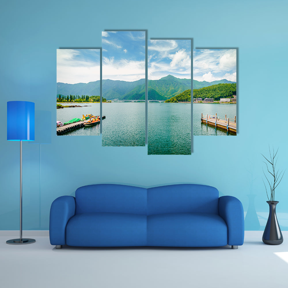Kawaguchi Lake with Mountain in Japan multi panel canvas wall art