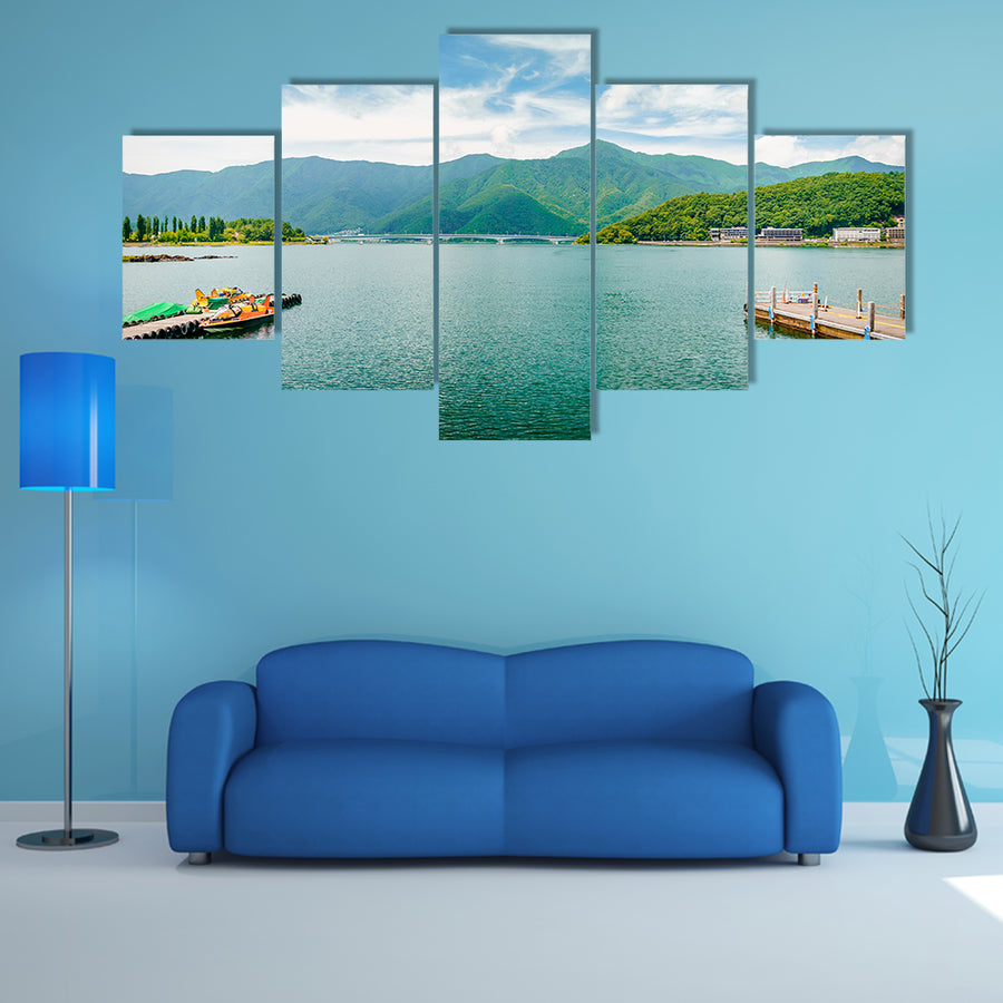 Kawaguchi Lake with Mountain in Japan multi panel canvas wall art