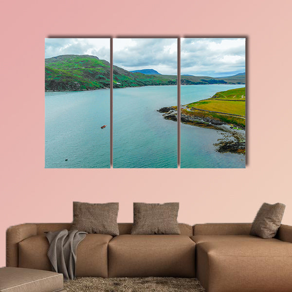The Kyle of Durness in the Highlands of Scotland - aerial view Multi panel canvas wall art