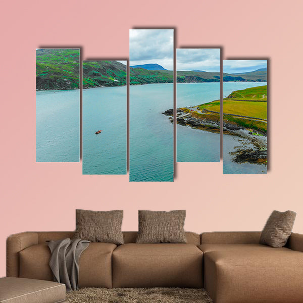 The Kyle of Durness in the Highlands of Scotland - aerial view Multi panel canvas wall art