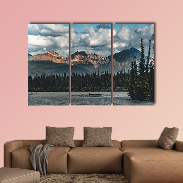 The Athabasca river flows by the Canadian rocky wall art