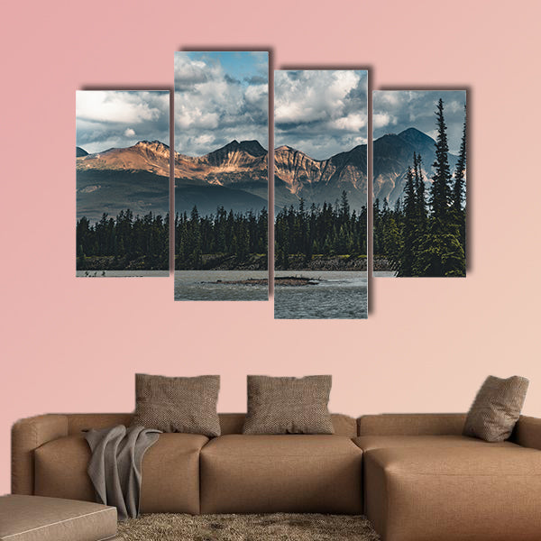 The Athabasca river flows by the Canadian rocky wall art