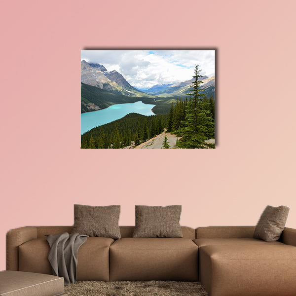 The Peyto Lake in Canada at a cloudy day Multi panel canvas wall art