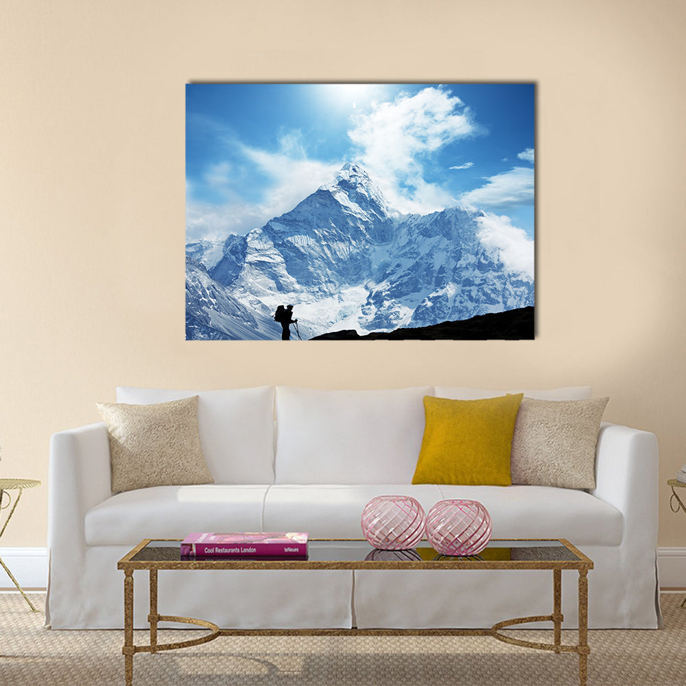 Climber in Himalayan mountain Multi panel canvas wall art