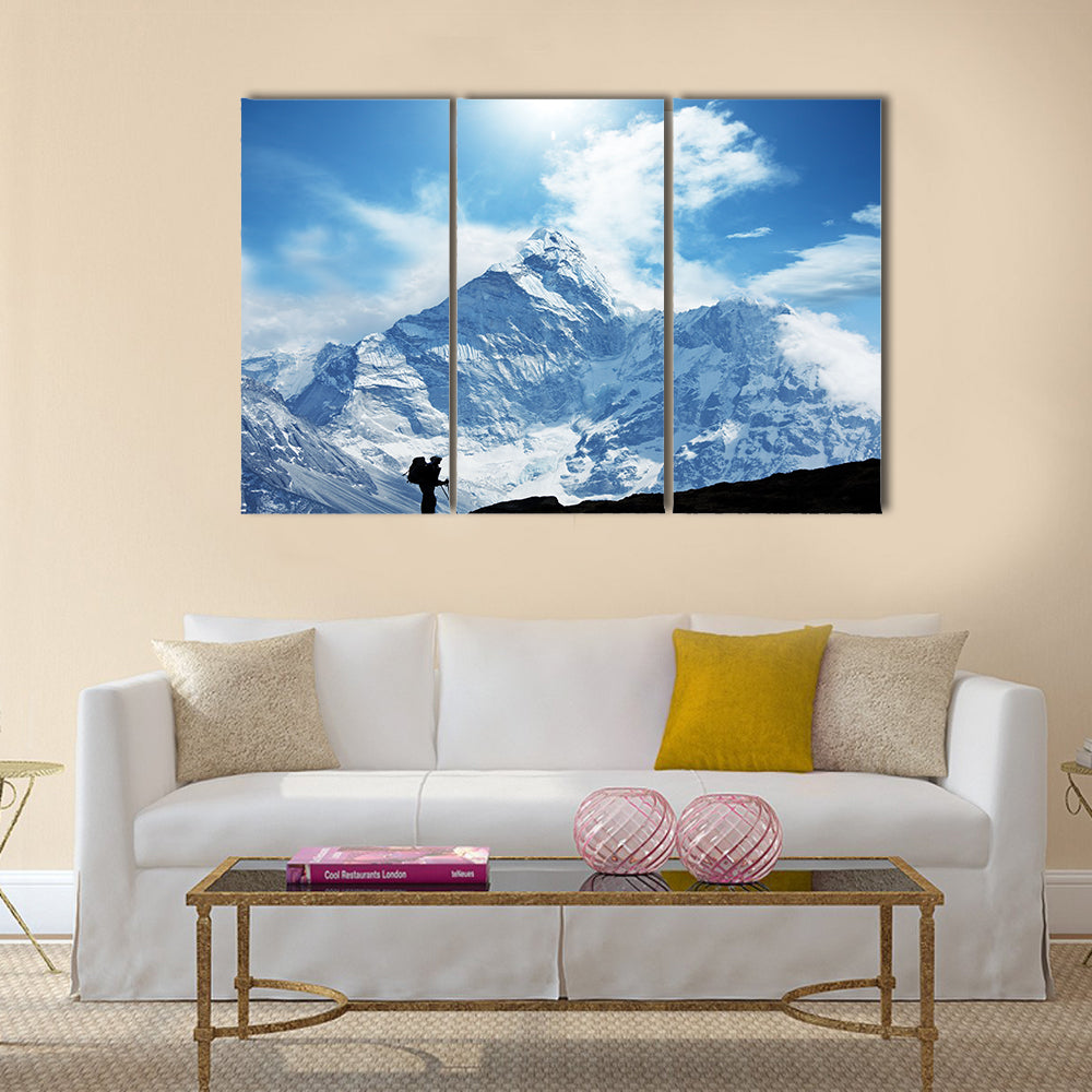 Climber in Himalayan mountain Multi panel canvas wall art