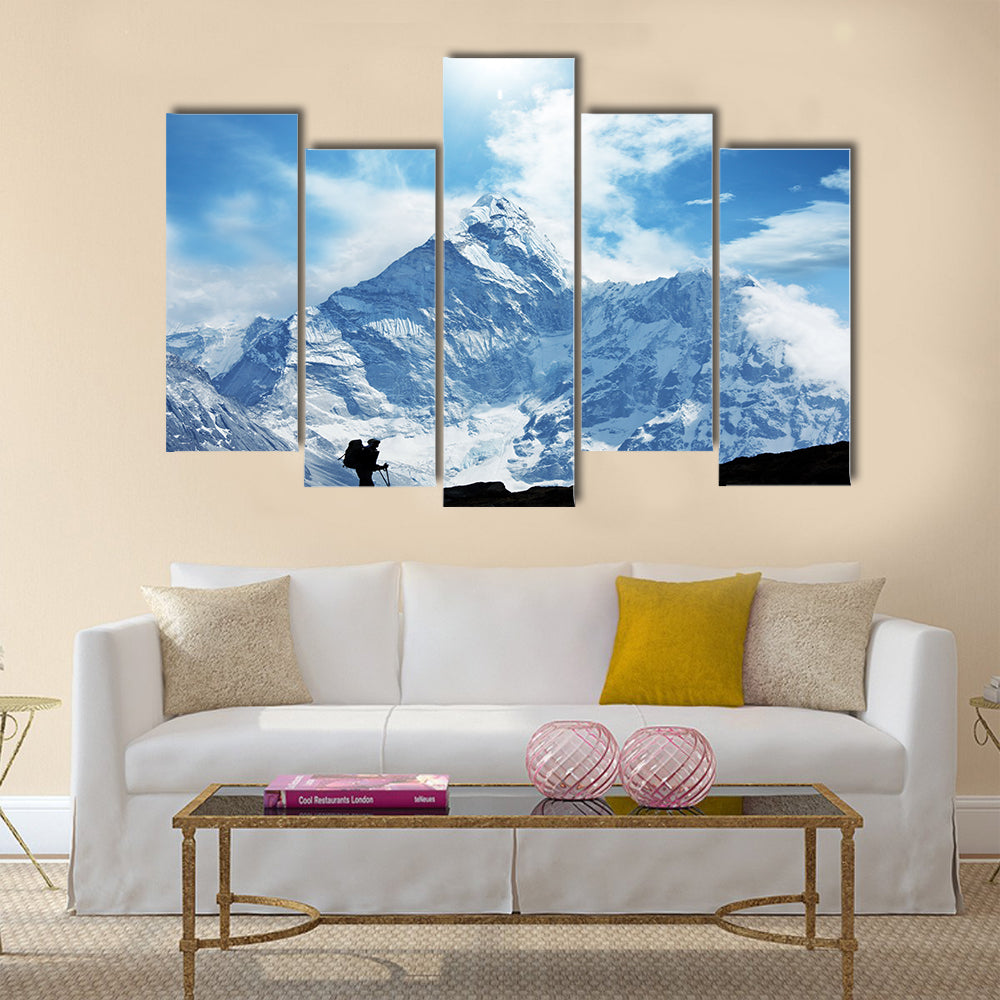 Climber in Himalayan mountain Multi panel canvas wall art