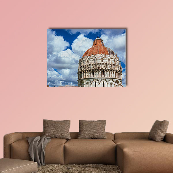 Pisa Baptistry medieval dome with clouds and city ancient walls multi panel canvas wall art