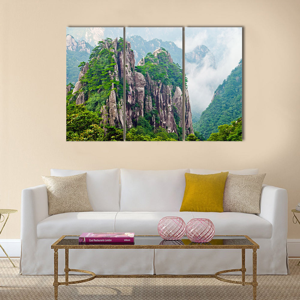 Atop in Yellow sacred mountains Huangshan in China Multi panel canvas wall art