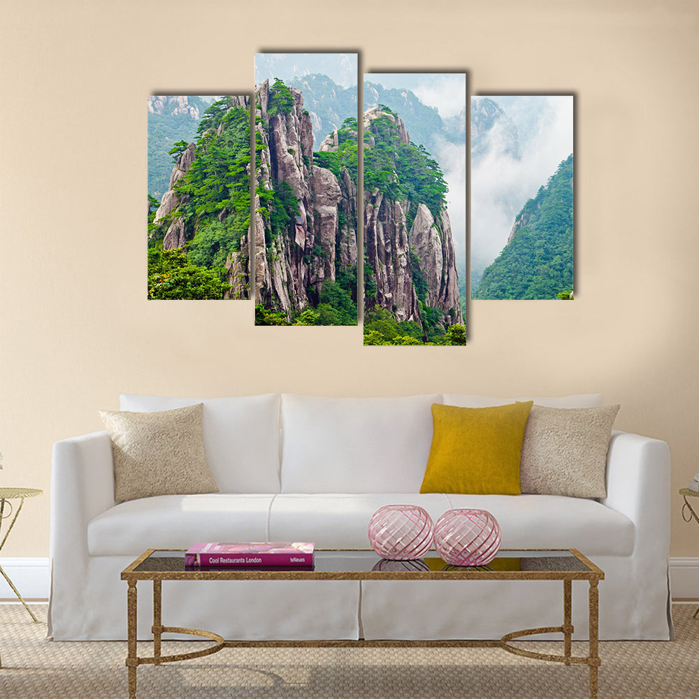 Atop in Yellow sacred mountains Huangshan in China Multi panel canvas wall art