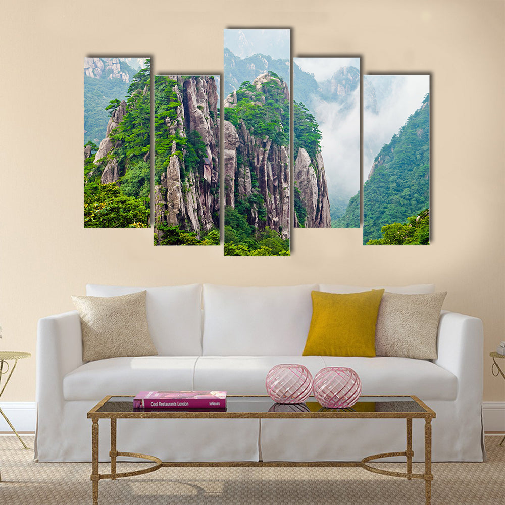 Atop in Yellow sacred mountains Huangshan in China Multi panel canvas wall art