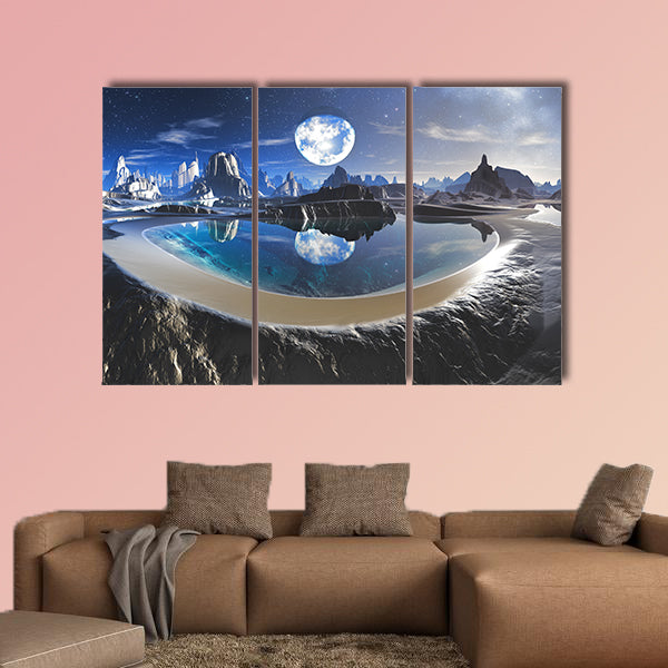 Reflection of Earth in Crystal Pool multi panel canvas wall art