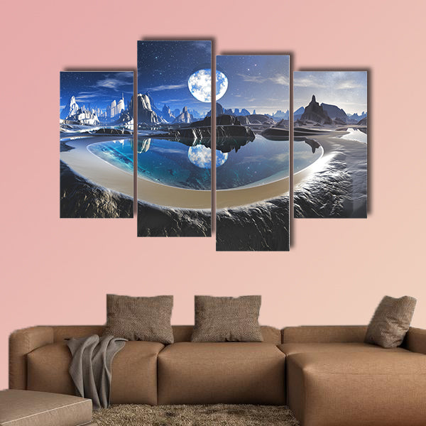 Reflection of Earth in Crystal Pool multi panel canvas wall art