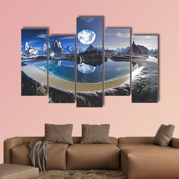 Reflection of Earth in Crystal Pool multi panel canvas wall art