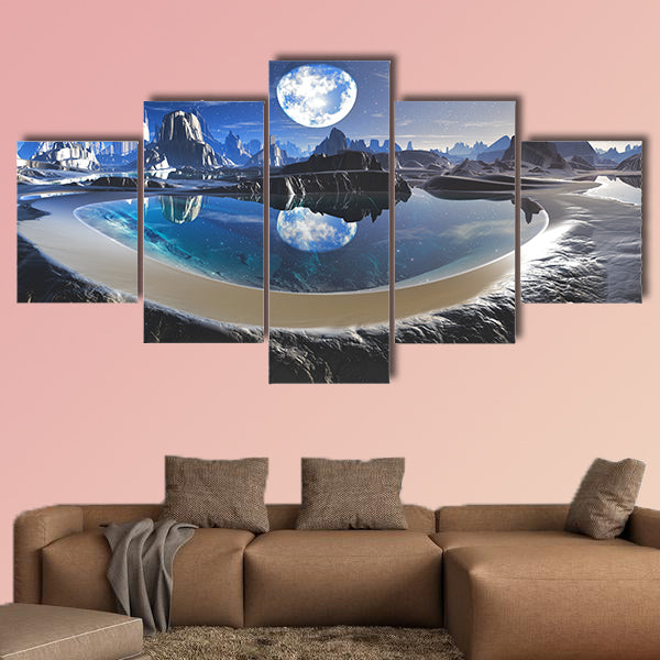 Reflection of Earth in Crystal Pool multi panel canvas wall art