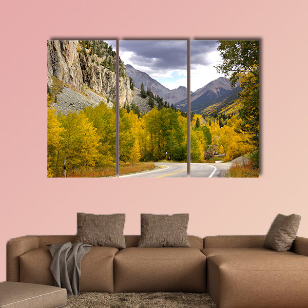 Scenic drive in the Rocky Mountains in Colorado multi panel canvas wall art