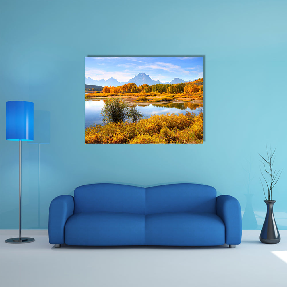 The Beauty Of the autumn landscape In The Grand Teton Multi Panel Canvas Wall Art