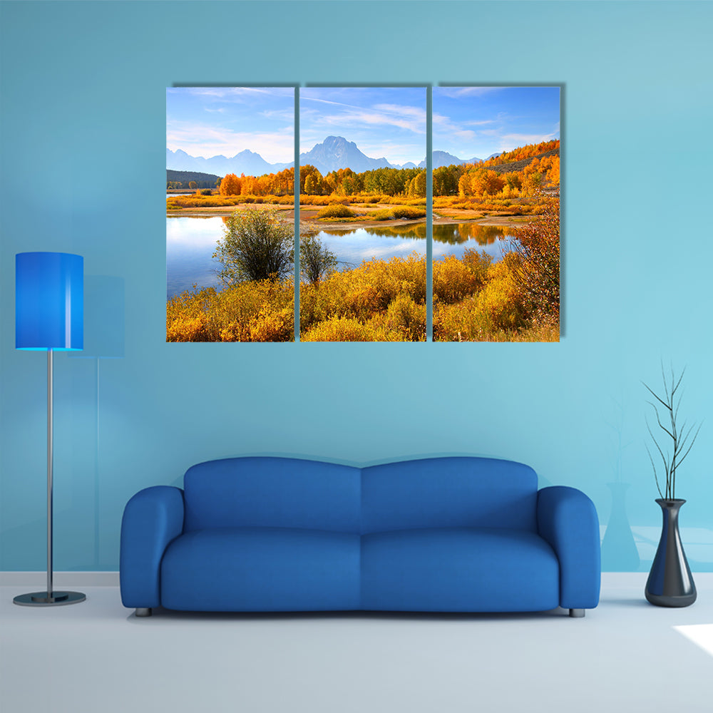 The Beauty Of the autumn landscape In The Grand Teton Multi Panel Canvas Wall Art