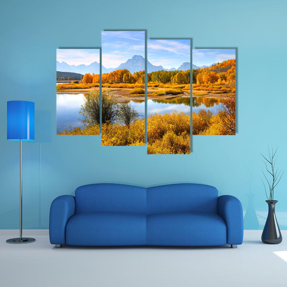 The Beauty Of the autumn landscape In The Grand Teton Multi Panel Canvas Wall Art
