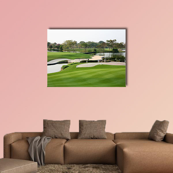 Golf course landscape multi panel canvas wall art