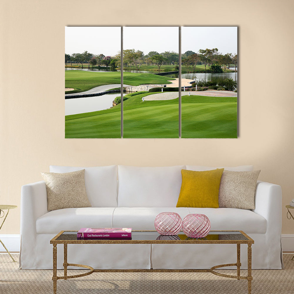 Golf course landscape Multi Panel Canvas Wall Art