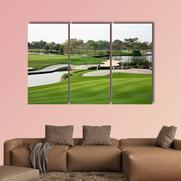 Golf course landscape multi panel canvas wall art