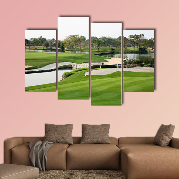 Golf course landscape multi panel canvas wall art