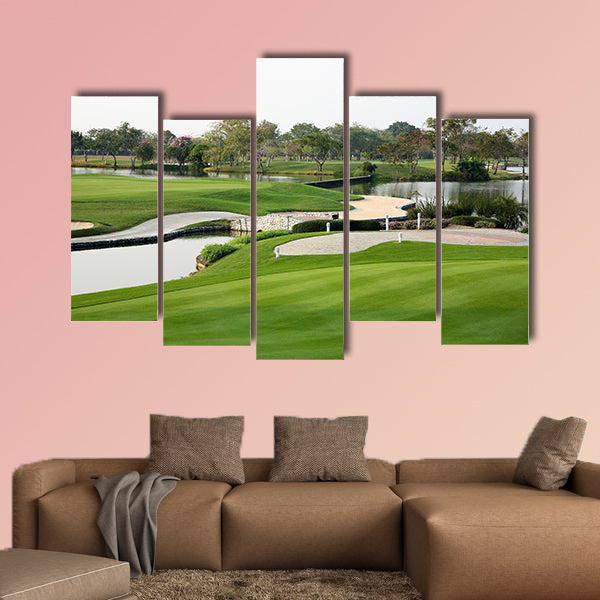 Golf course landscape multi panel canvas wall art