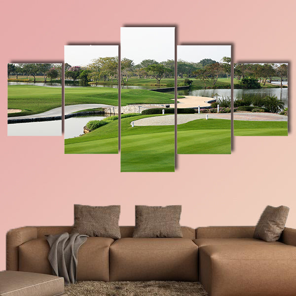 Golf course landscape multi panel canvas wall art