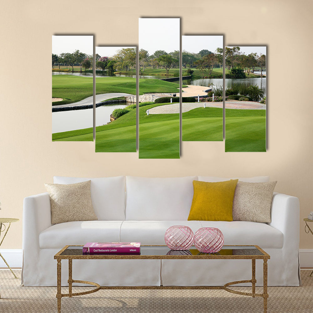 Golf course landscape Multi Panel Canvas Wall Art