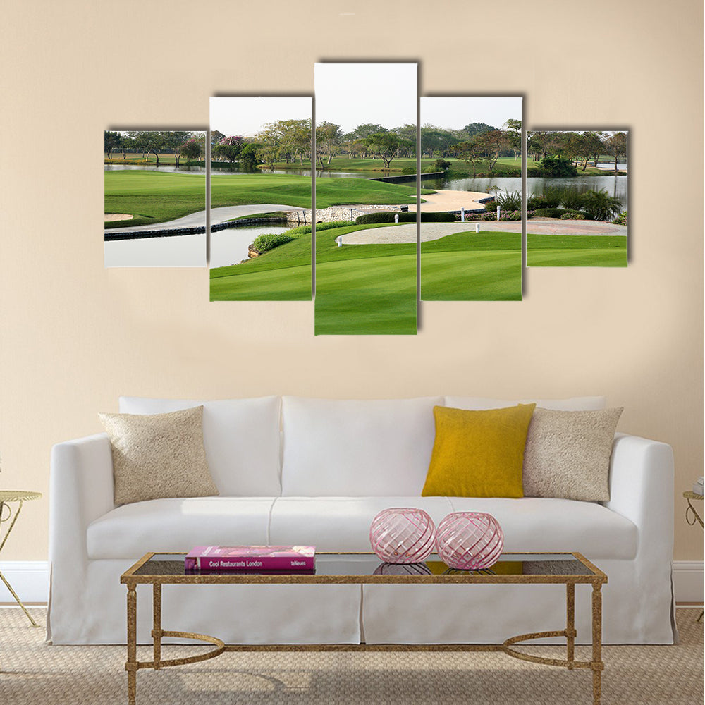 Golf course landscape Multi Panel Canvas Wall Art