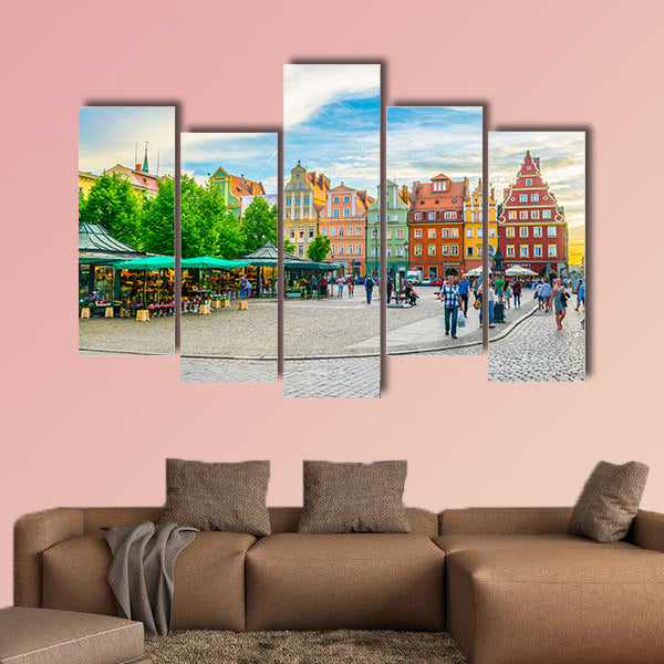 Colorful houses at Plac Solny square in central Wroclaw wall art