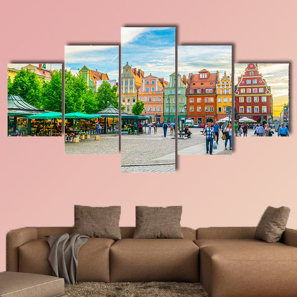 Colorful houses at Plac Solny square in central Wroclaw wall art