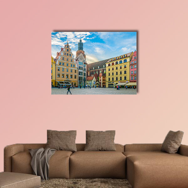 Colorful houses at Rynek, the picturesque square Wroclaw, Poland multi panel canvas wall art