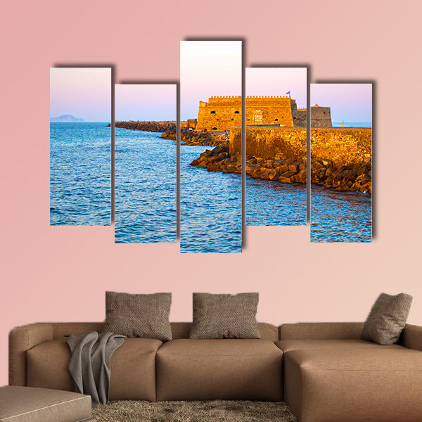 Venetian Fortress in Heraklion in the evening, multi panel canvas wall art