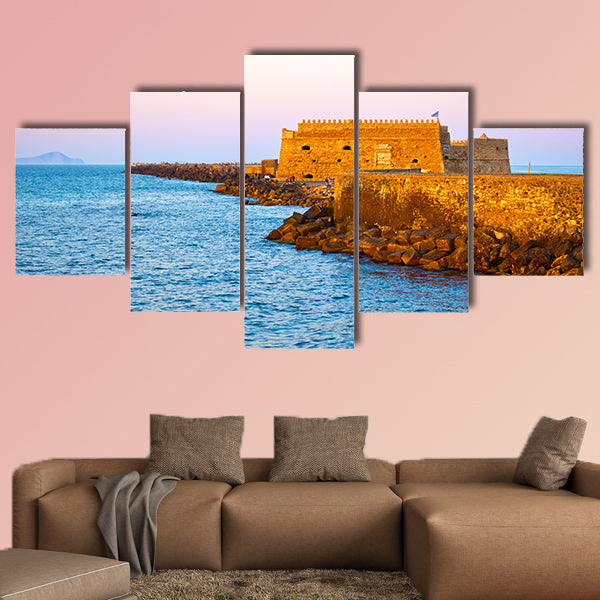 Venetian Fortress in Heraklion in the evening, multi panel canvas wall art