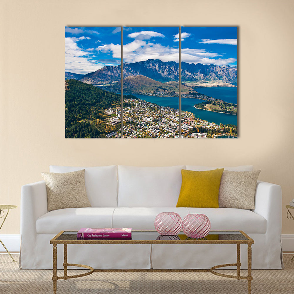 Queenstown downtown with the remarkable range Multi panel canvas wall art