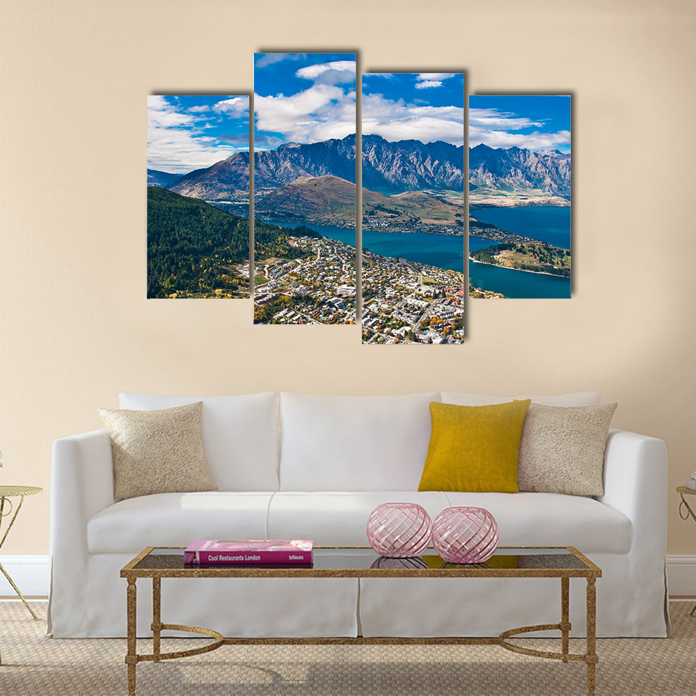 Queenstown downtown with the remarkable range Multi panel canvas wall art