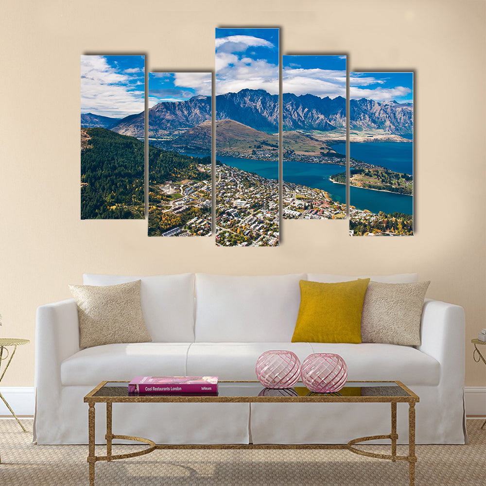 Queenstown downtown with the remarkable range Multi panel canvas wall art