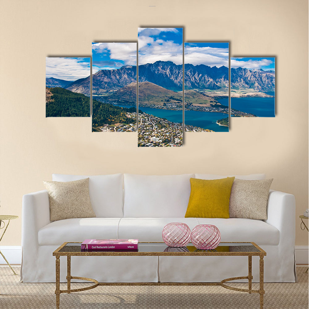 Queenstown downtown with the remarkable range Multi panel canvas wall art
