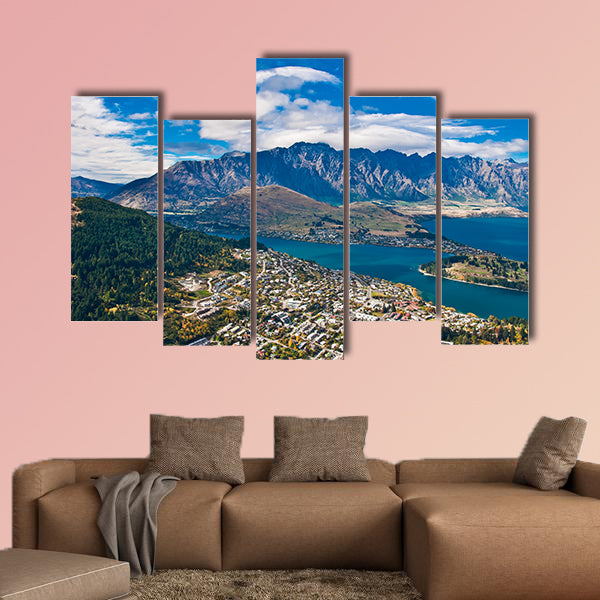 Queenstown downtown with the remarkable range multi panel canvas wall art