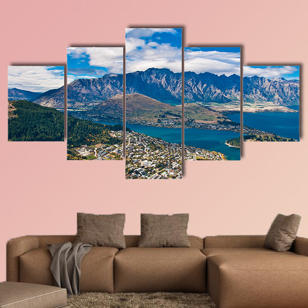 Queenstown downtown with the remarkable range multi panel canvas wall art